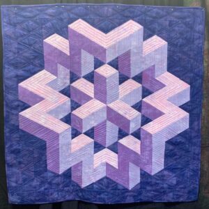 3D quilt in deep blue and purples